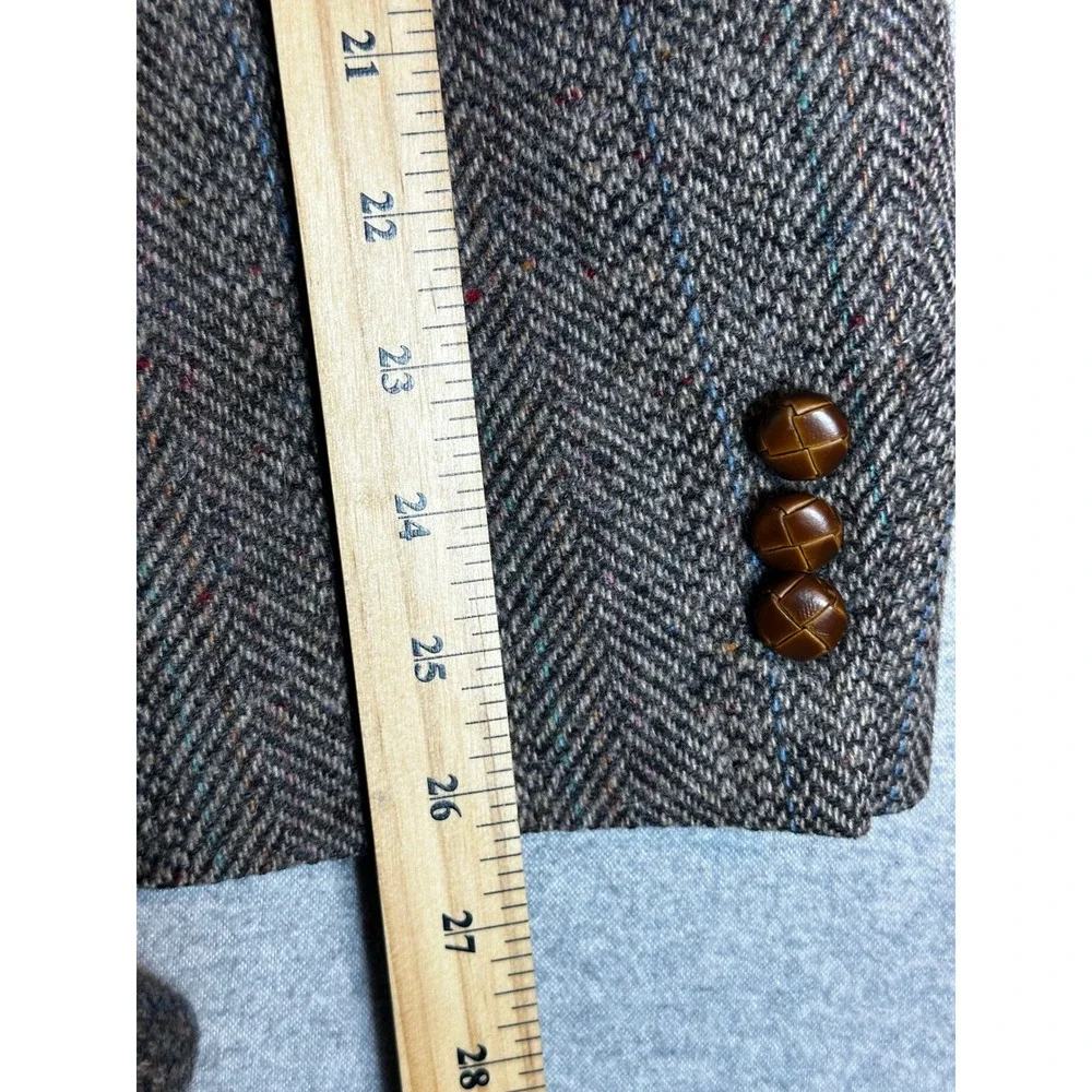 Vintage Tweed Blazer Mens 50 Brown Unstructured Wool Herringbone Jacket